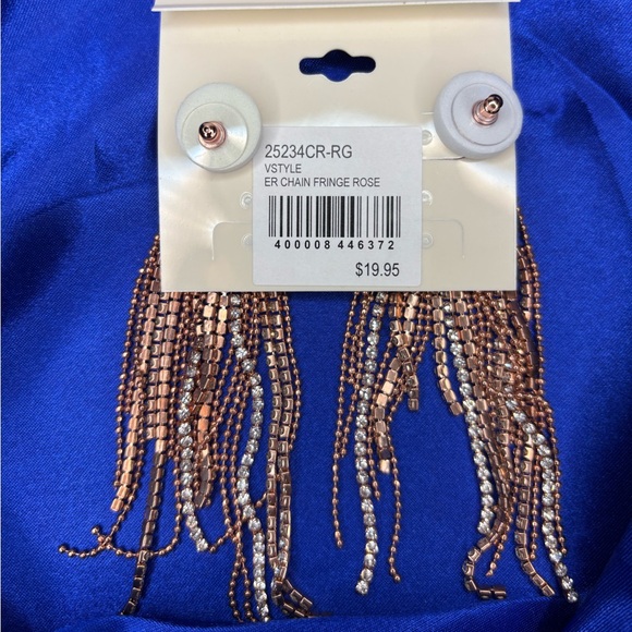 NWT Rose Gold and Crystal Chandelier Tassel Earrings - Picture 6 of 6